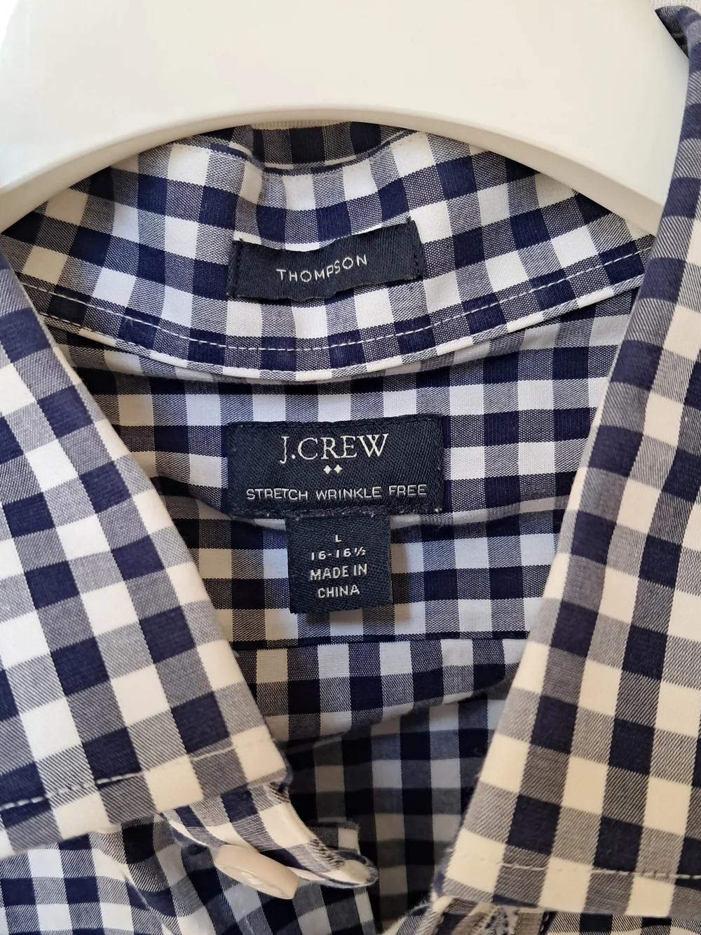J. Crew Men's Navy and White Gingham Shirt‎